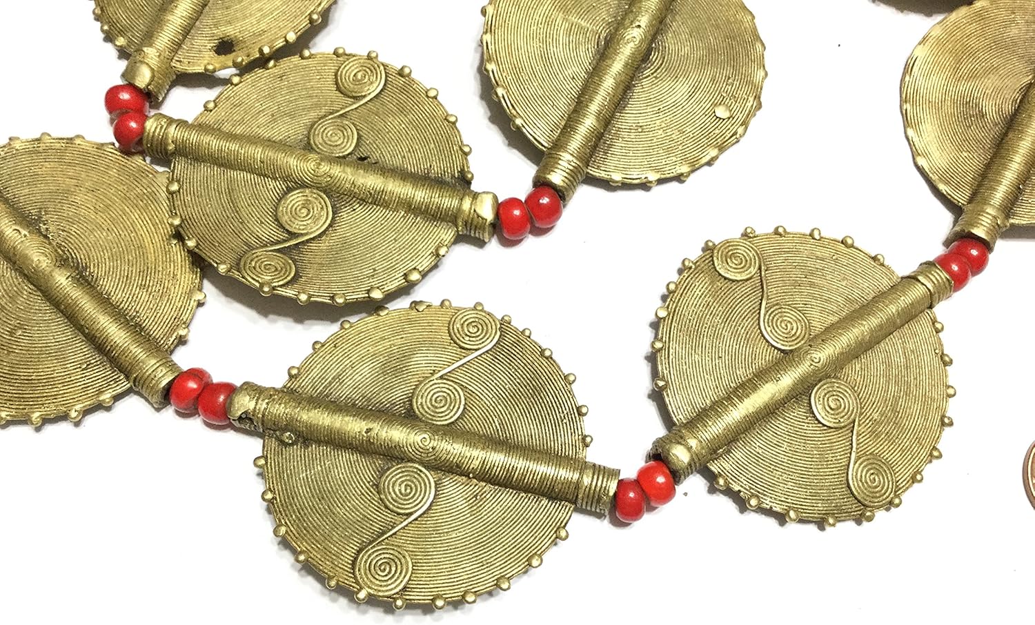 Strand of 13 Baule African Tribe Handmade Brass Trade Beads