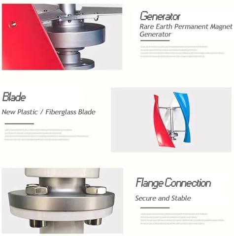 2000W Vertical Axis Wind Turbine Generator Kit, 2KW 3-Blade Permanent Magnet Wind Power System, 12/24V with Controller, Quiet Design for Home, Boat, Street Lighting