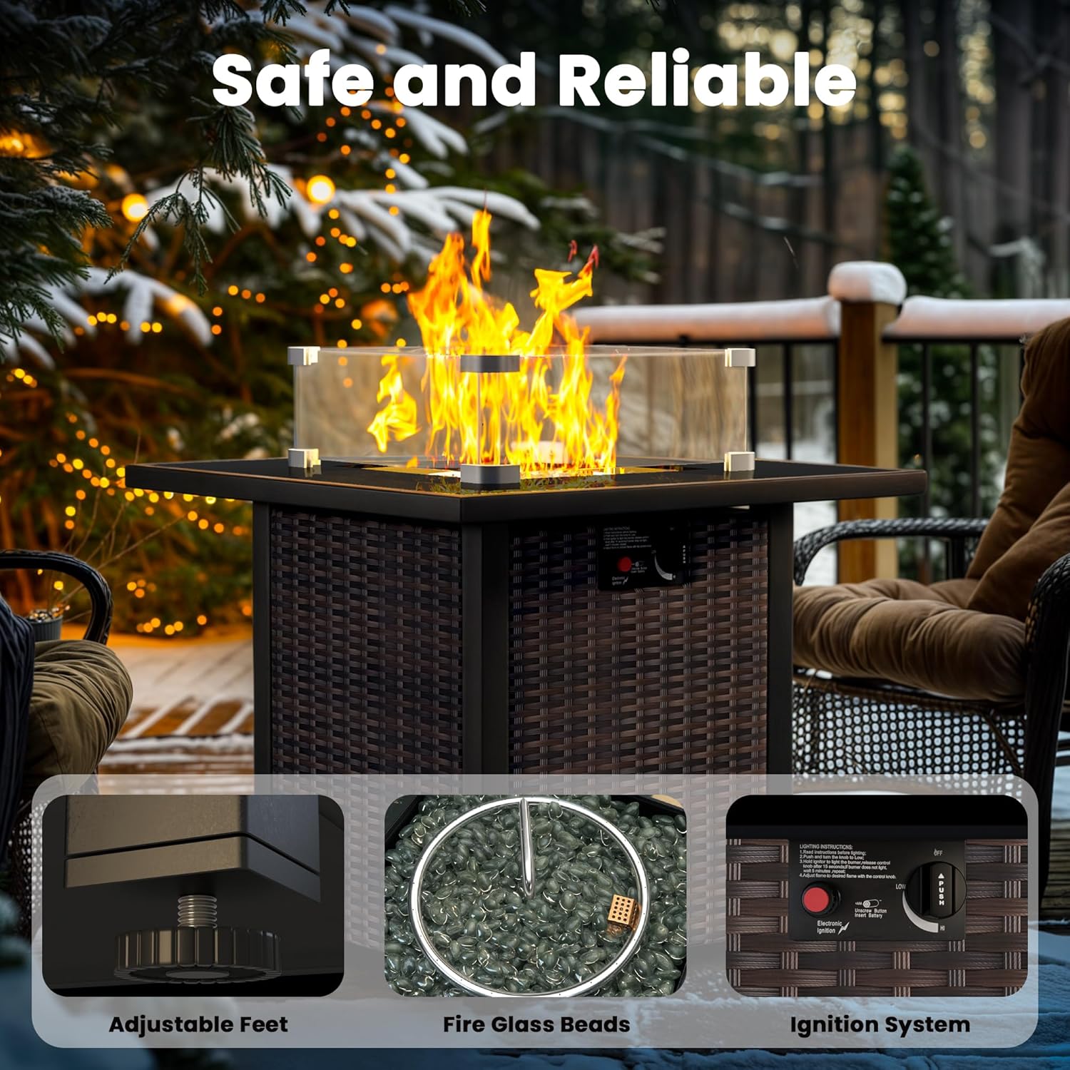 Propane Fire Pit Table, Outdoor Fire Pit Table, 28