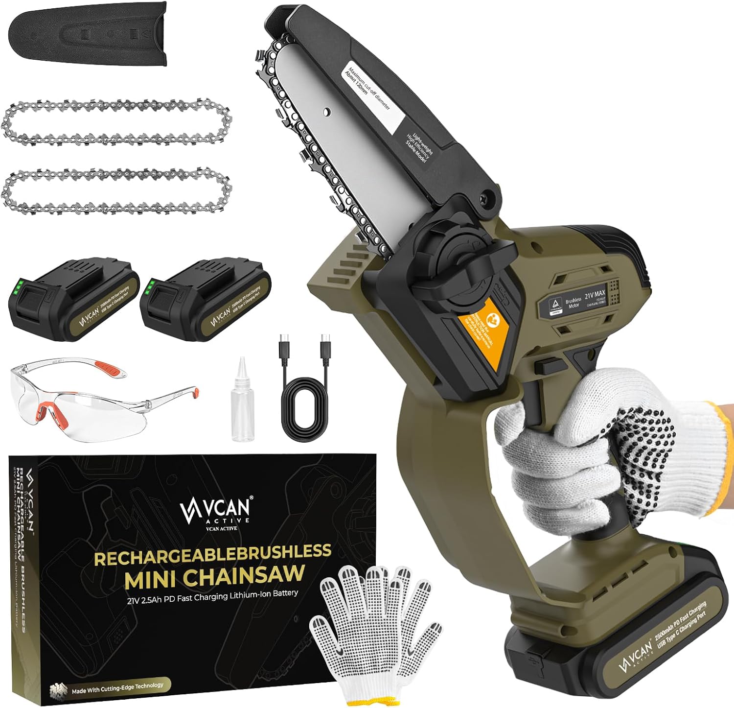 Mini Chainsaw Cordless, 21V 5