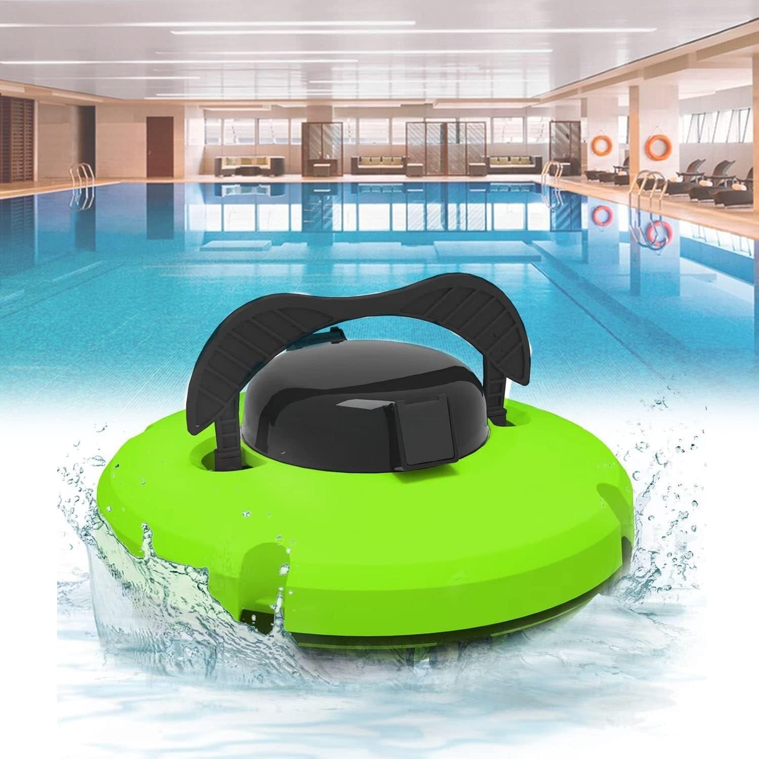Cordless Robotic Swimming Pool Cleaner, Fully Automatic Pool Vacuum with Wall-Climbing Technology, Rechargeable Battery, Ideal for Ground Swimming Pools – Green