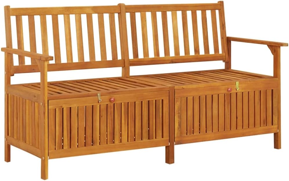 Patio Storage Bench, Outdoor Wooden Deck Box, Solid Wood Patio Furniture for Outdoor Cushions, Pool Storage and Garden Tools, 58.3