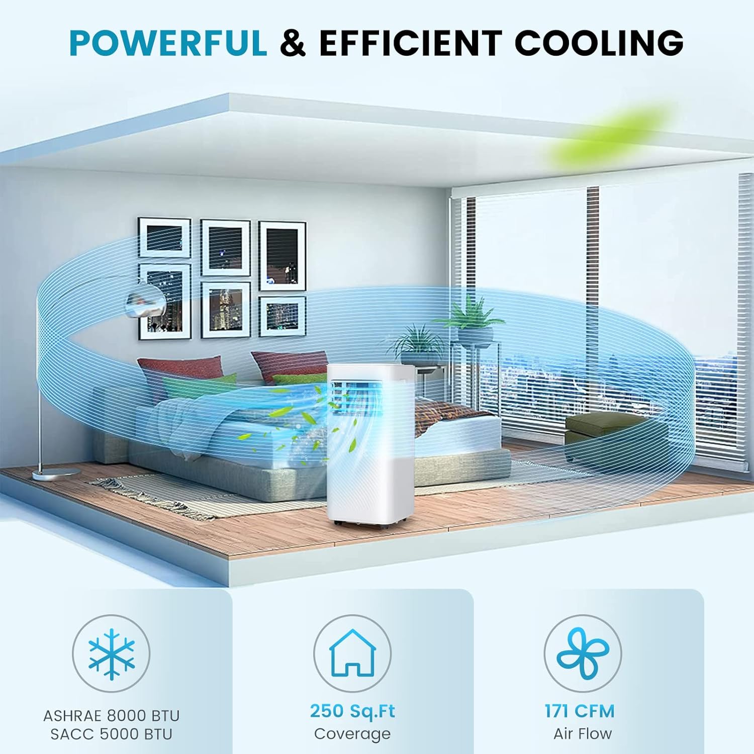 PETSITE 8000 BTU Portable Air Conditioner, 3 in 1 AC Cooling Unit with Remote Control, Dehumidifier, Sleep Mode, Window Kit, Personal AC Unit for Bedroom
