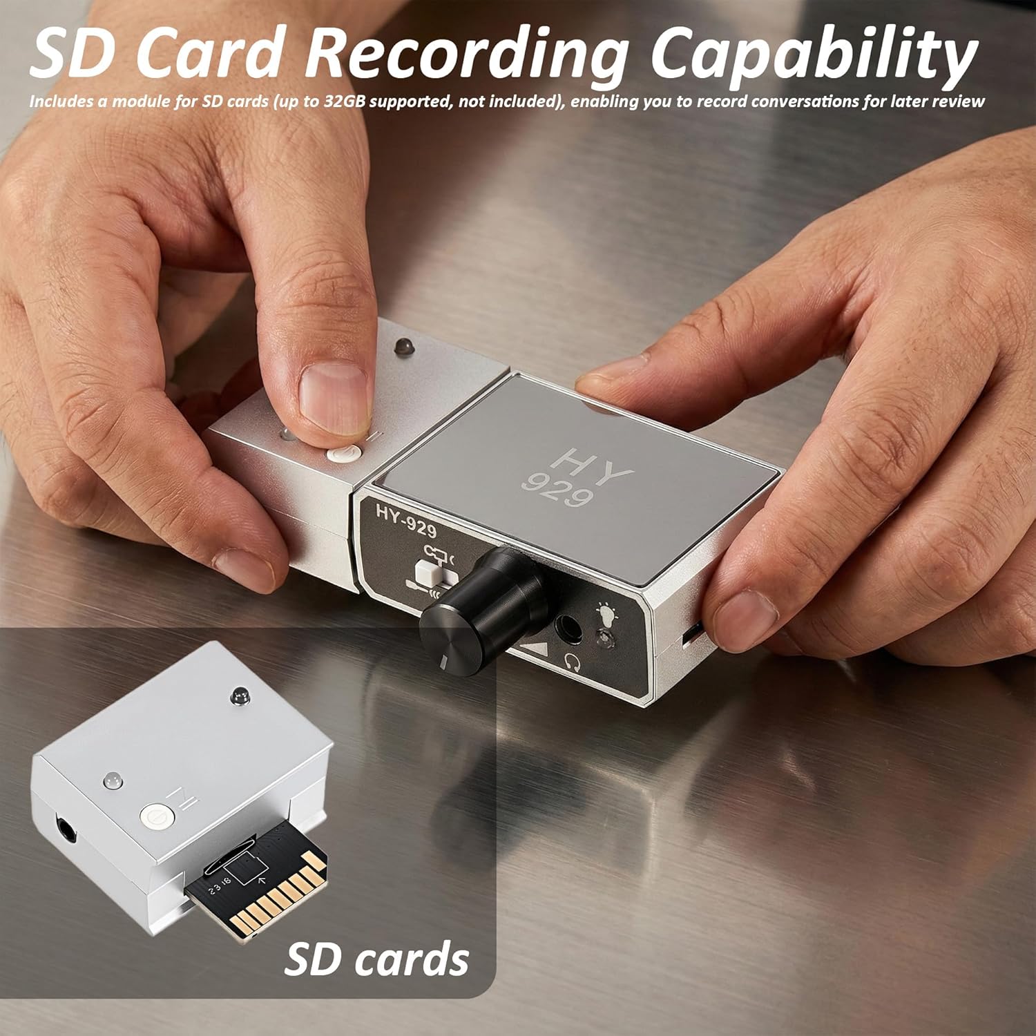 Enhanced Version Super Sensitive Listen Thru-Wall Contact, Sound Amplifier Listening Device, Probe Microphone Amplifier System, Recorder Module, A-1+R