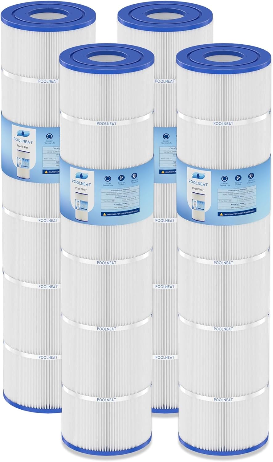 Jandy CV580 Pool Filter Cartridge Replacement for Jandy CL580,PJAN145,Unicel C-7482,Filbur FC-0820,FC-6415,R0357900,A0104100,145 Sq. Ft,4 Packs