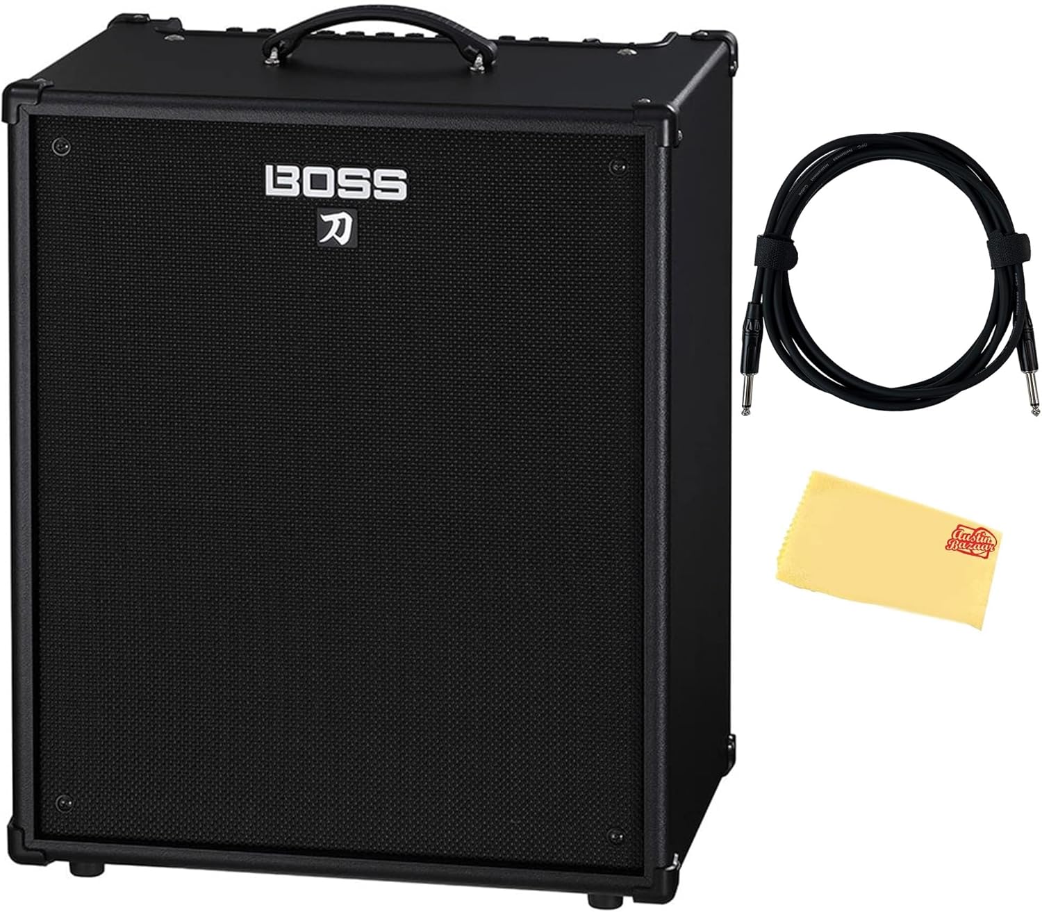 Boss Katana 210B Bass Amplifier Bundle with Gearlux Instrument Cable and Austin Bazaar Polishing Cloth