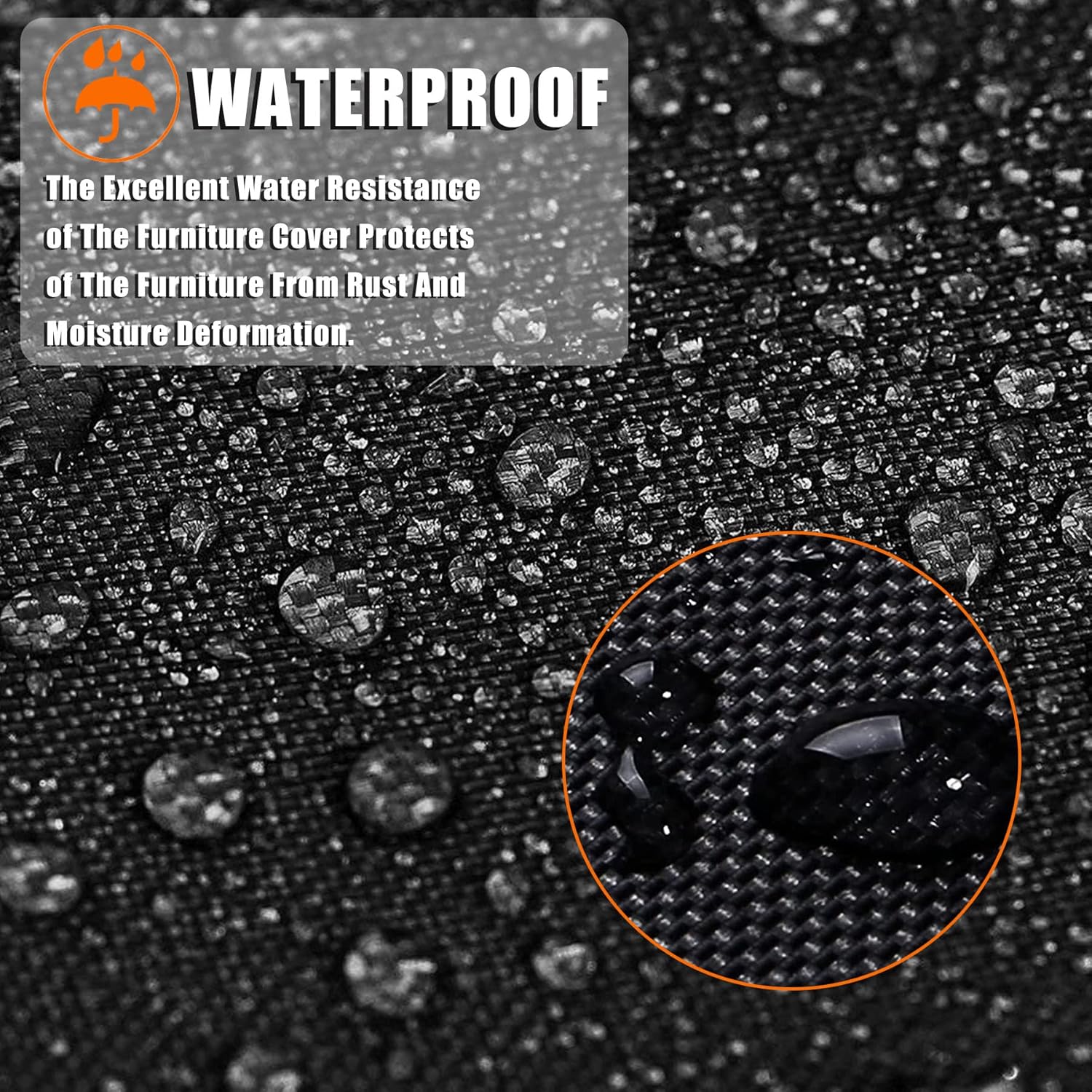 Rectangular Fire Pit Cover 287x155x82cm Waterproof and Breathable Waterproofing Balconies 420D Oxford Fabric/Inner PU Coated with Silver Waterproof Patio Table Cover -Black.