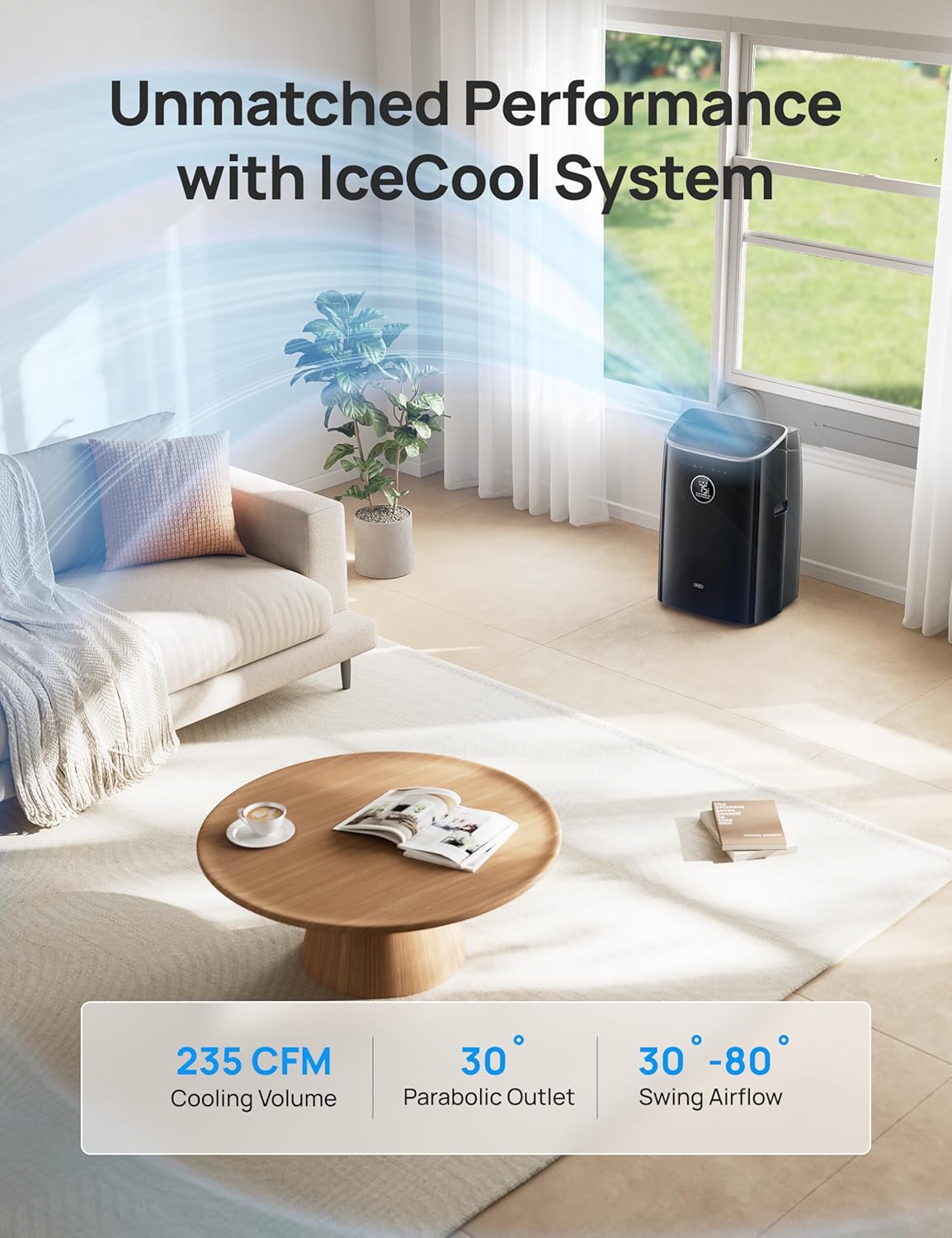 Dreo Portable Air Conditioners, 10,000 BTU Air Conditioner for Bedroom with Drainage-free Cooling, 45dB Quiet, APP/Voice/Remote, 24h Timer with Fan & Dehumidifier, Smart AC Unit for Room Indoors