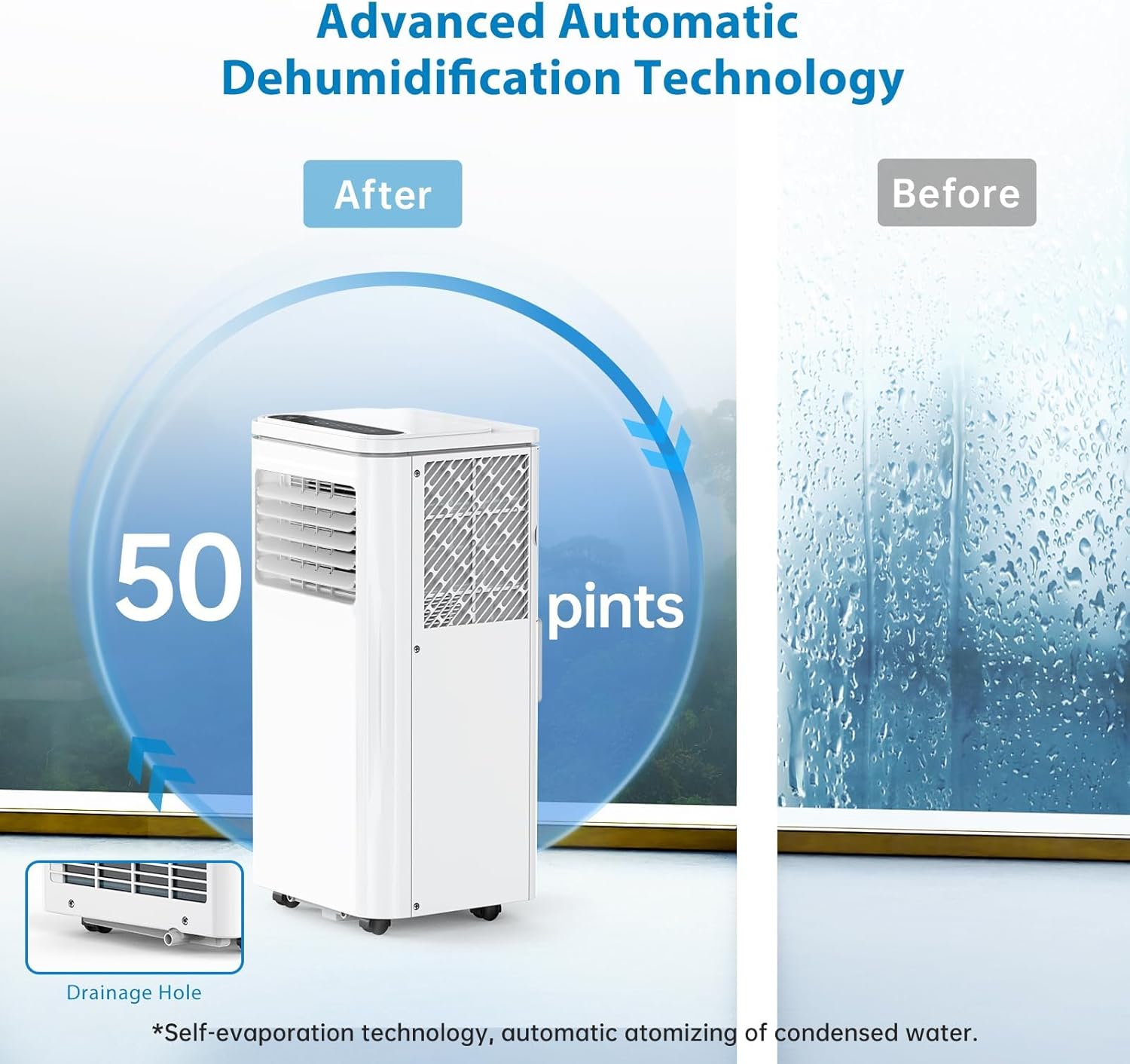 10000 BTU Portable Air Conditioner,Cooling up to 450 sq.ft.3-in-1 Compact AC with Remote Control, LCD Display and 24-hour Timer. Ideal for Rooms and Offices.