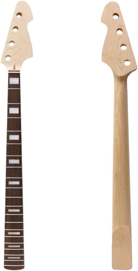 Maple Replacement Electric Bass Guitar Neck, 4-String 20 Fret 34'' Scale Length 38mm Nut and 64mm Heel Rosewood Fretboard Bolt On Unfinished Bass Neck DIY Installation & Repair