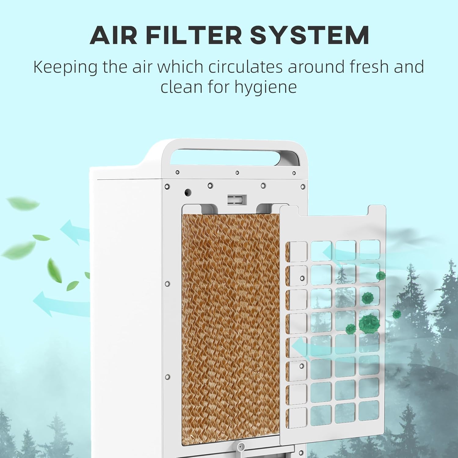 Windowless Portable Air Conditioner, Evaporative Air Cooler 3-IN-1 Portable AC Unit W/1.3 gal Gal Tank for 7H timer, Smart Remote, 90-degree Oscillation, Swamp Stand Up Air Conditioner for Bedroom