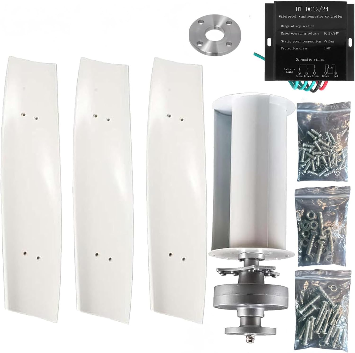 10000W Wind Turbine Generator Kit, Compact 3 Blades Renewable Energy for Off - Grid Power for Courtyard Garden Lighting (220V)