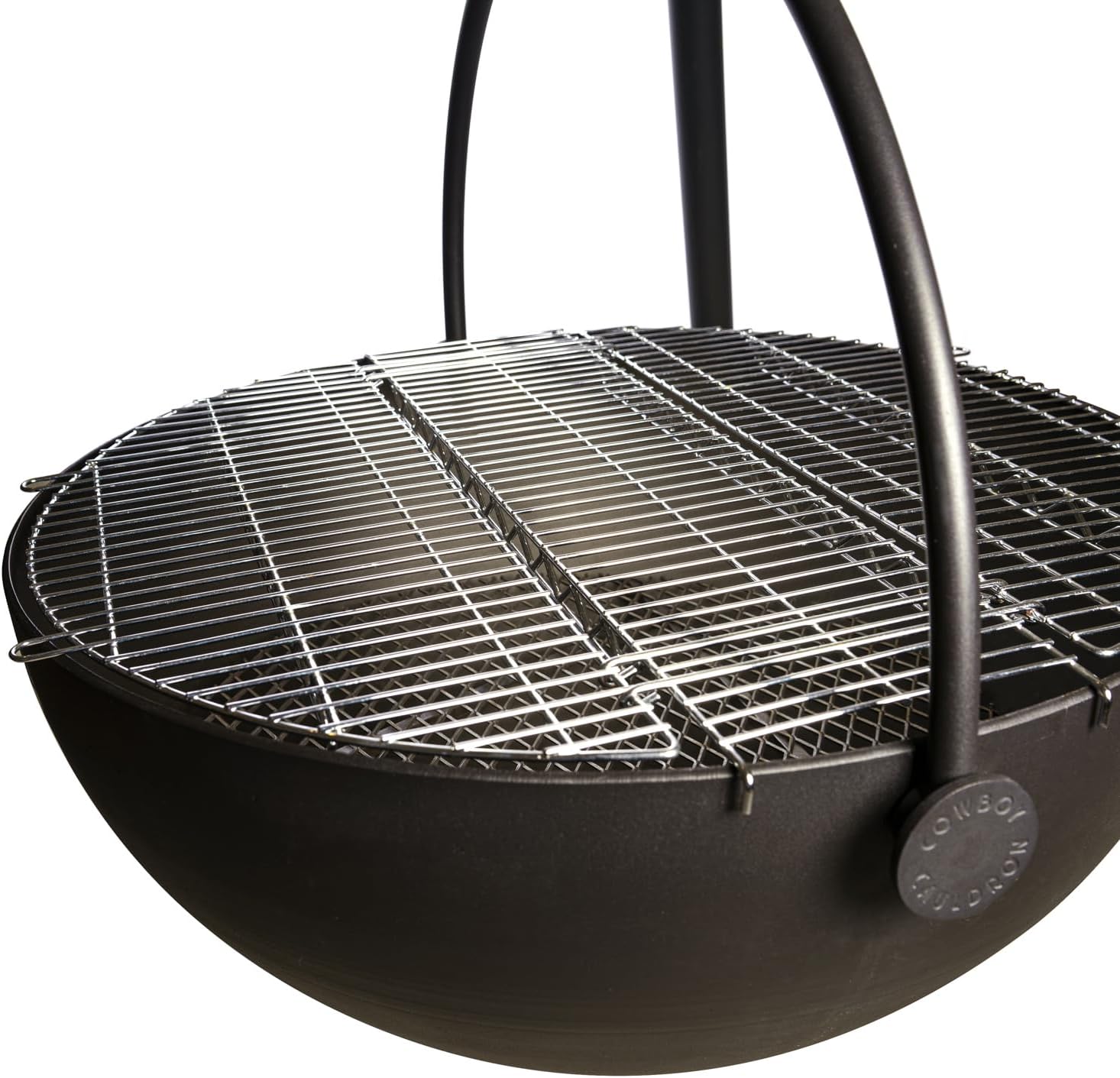 Cowboy Cauldron The Dude Fire Pit & Grill - Smokeless Fire Pit for Outside with Steel Cauldron, Tripod Legs, and Charcoal Grate - Outdoor Fireplace for Patio, Bonfire, and Cooking