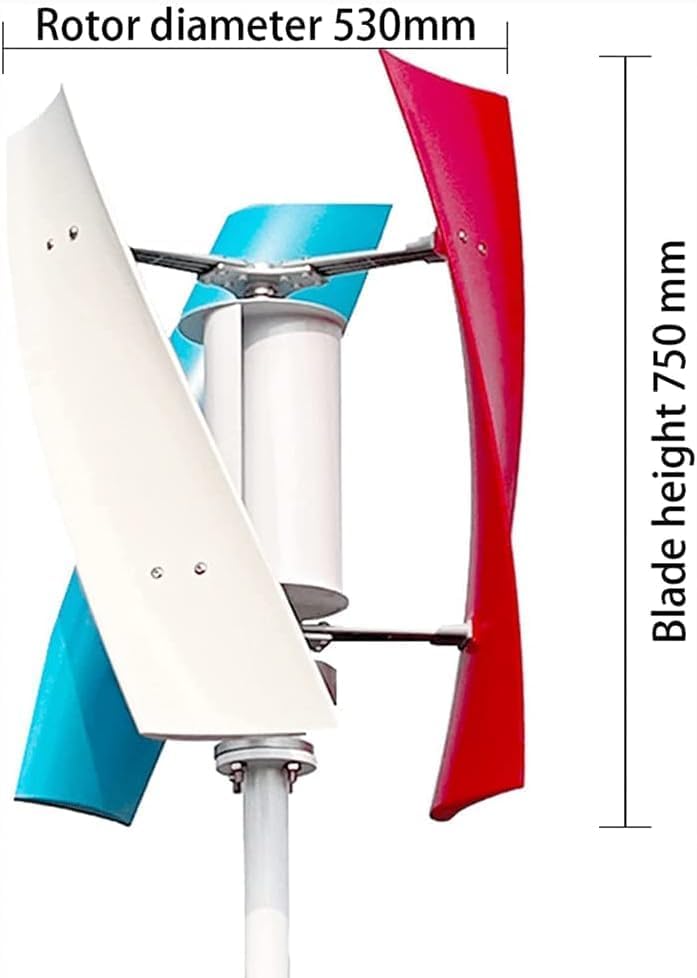 CAJUCA 5000W Free Energy Generator, 12V 24V 48V Vertical Wind Turbine Generator, Home Windmill with Controller