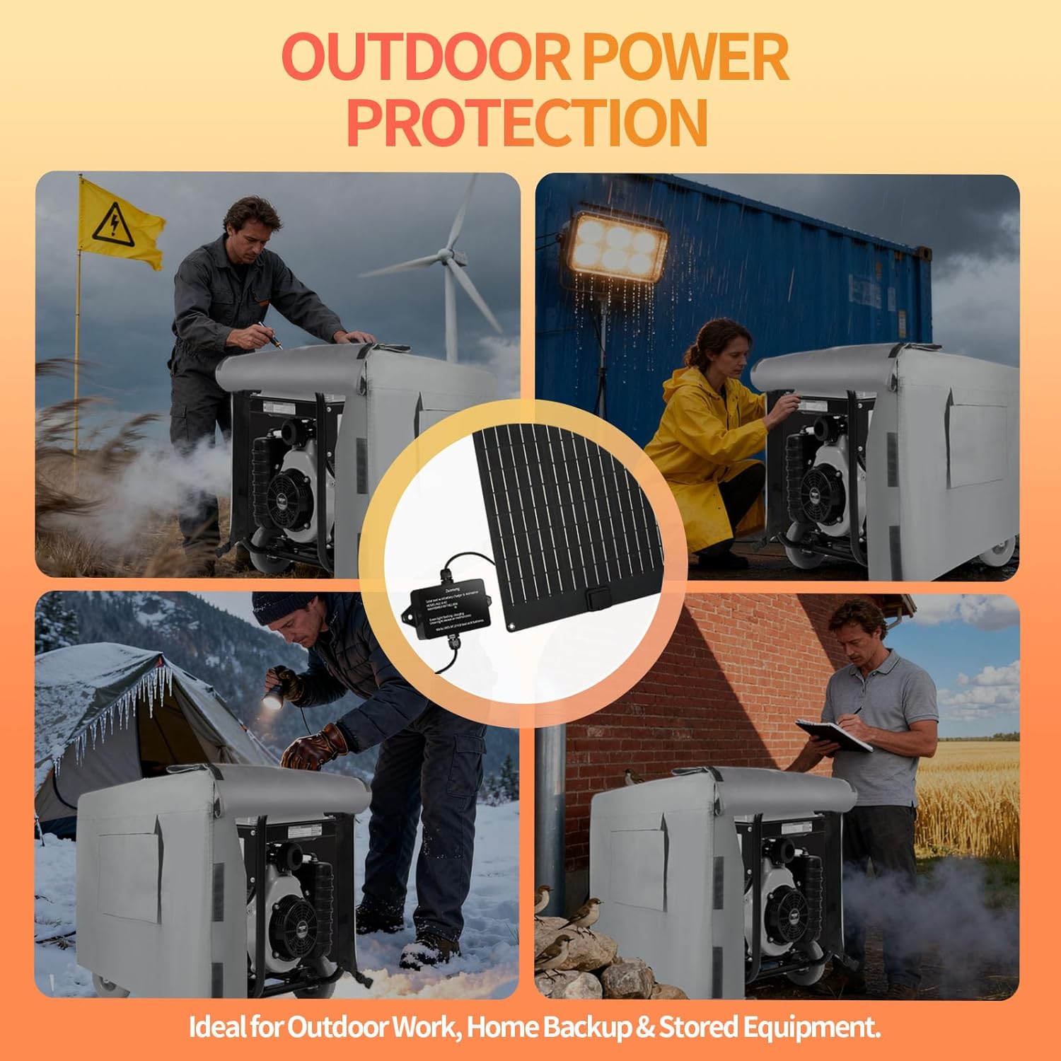 20W Solar Battery Charger & Trickle Charger Maintainer with Generator Cover, MPPT Pulse Tech Solar Panel Kit, Weatherproof 32