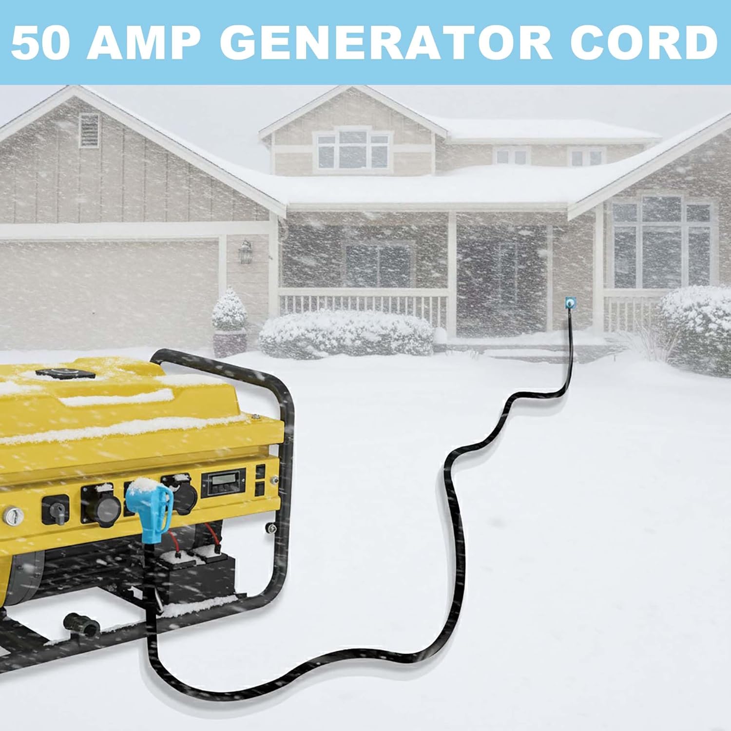 CircleCord UL Listed 50 Amp 25 Feet RV/Generator Cord with Locking Connector, Heavy Duty 6/3+8/1 Gauge STW Wire, 14-50P Male and SS2-50R Twist Locking Female for RV Camper and Generator to House