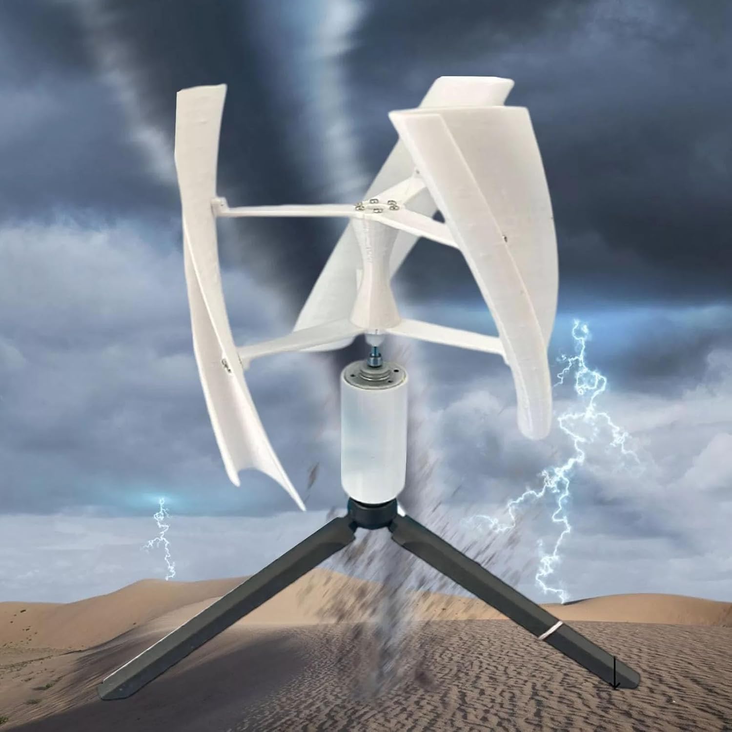 3D Printed PAL Micro Vertical Axis Wind Turbine – 25W Brushless DC Generator 3-Blade Design, PAL Material, Wind-Solar Hybrid, Easy Installation, Compact Size, UV Resistant