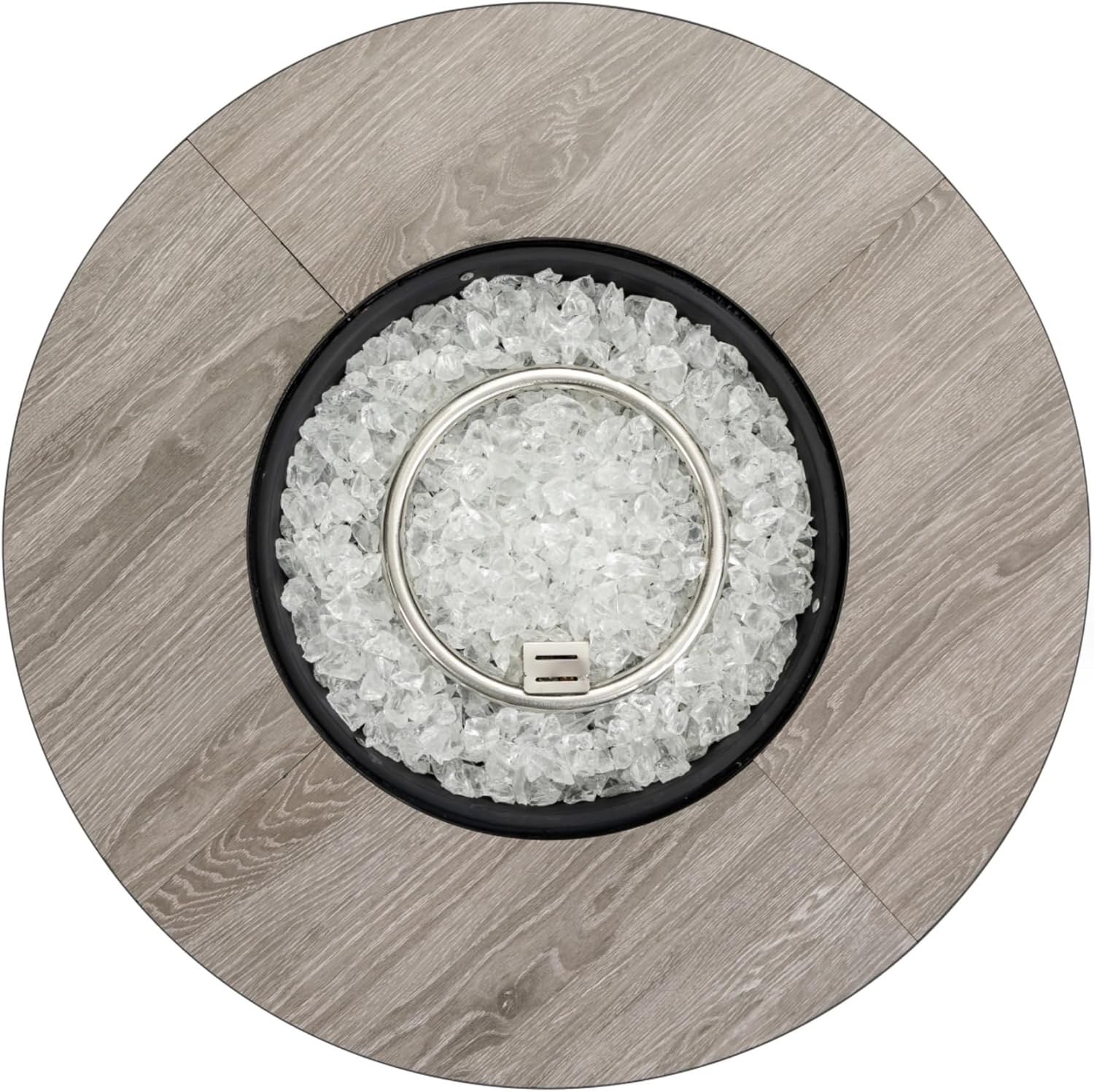 30 Inch Propane Fire Pit, Outdoor Fire Pit Table, CSA-Certified 50000 BTU Round Steel Gas Fire Pits with Lid and Wood Grain Ceramic Tabletop for Parties Outside Patio Deck Garden, Black