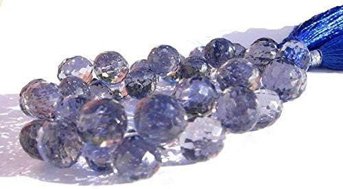 full 6.5 inches strand. - iolite quartz micro faceted onion briolettes size 9-10mm