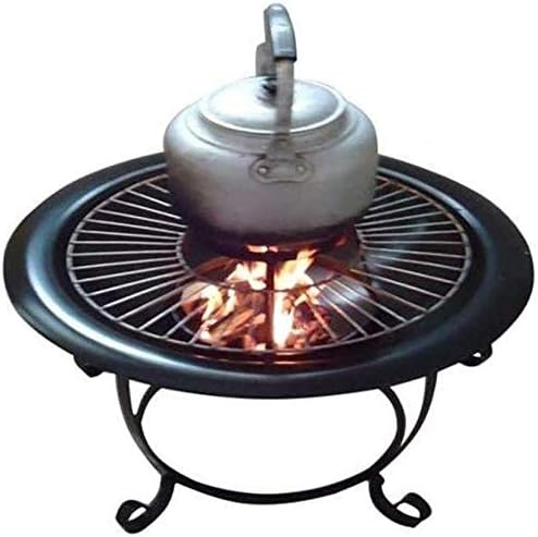 Outdoor Fire Pit BBQ Grill, Bonfire Pit Outdoor Fire Large Bonfire Wood Burning Patio Coal Grill Firepit for Outside Grill Charcoal Smokeless Grill with Spark Screen Poker (Size : 56cm) ()