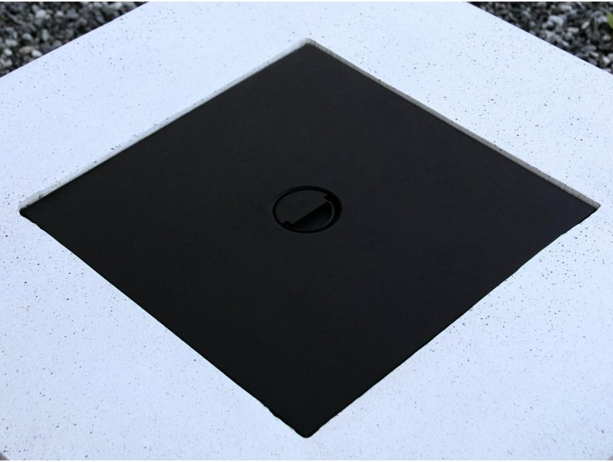 28-inch Square Propane Fire Pit Table, 50,000 BTU Outdoor Patio Heater with Realistic Charcoal Texture & Cover, Creamy White CSA Certified Gas Fire Pit for Garden