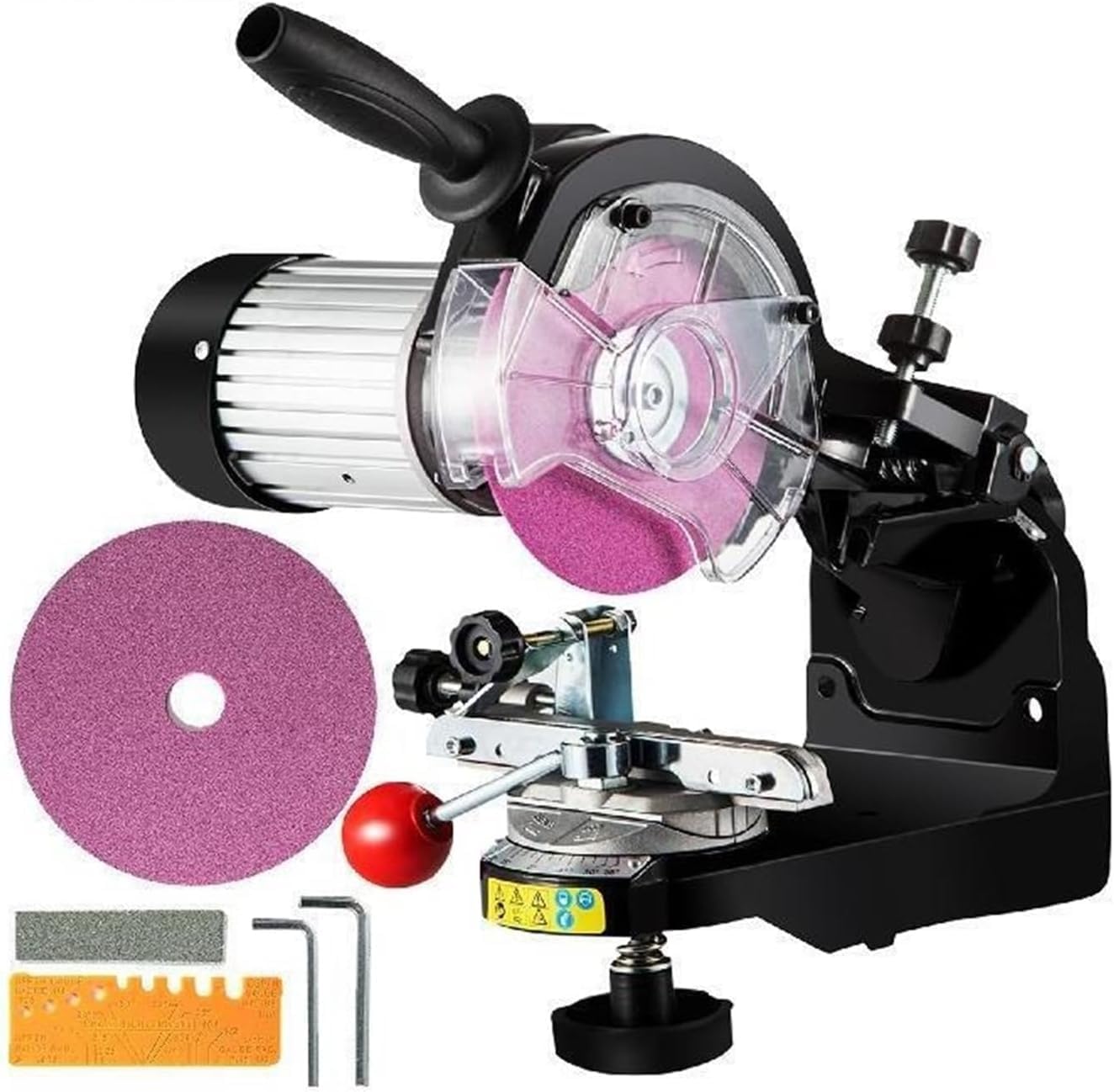 CAJUCA 230W Saw Chain Grinder 3000RPM Electric Aluminum Bench Chainsaw Grinder Sharpener Portable Adjustable Angle Tool Polisher