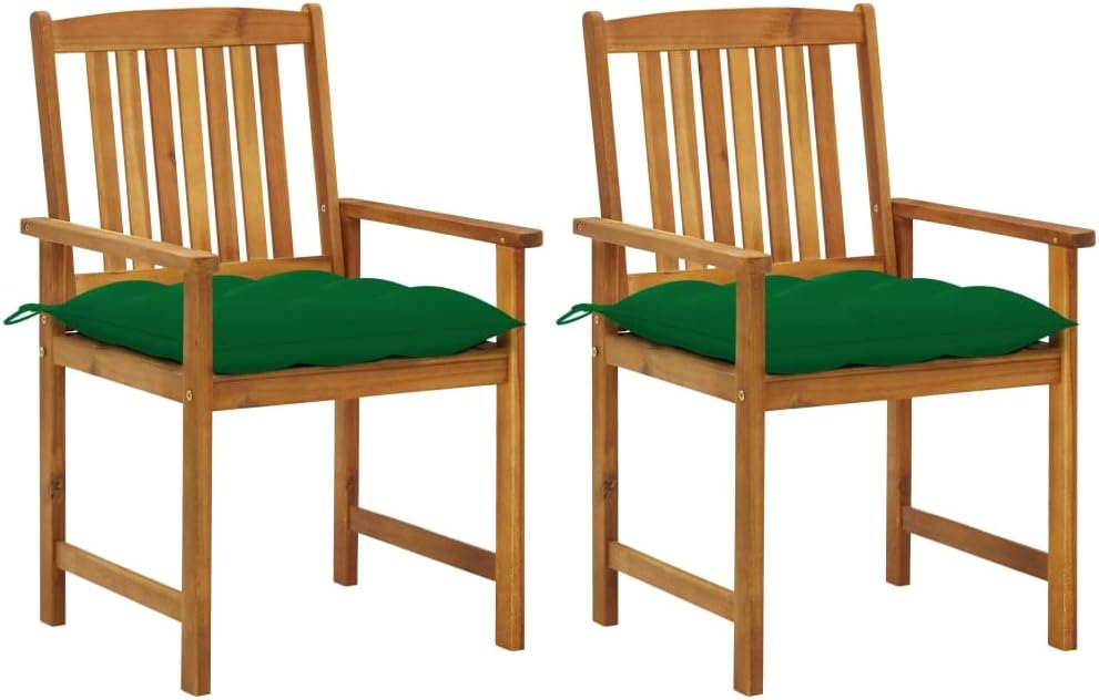 Patio Chairs with Cushions 2 pcs Solid Acacia Wood,Rustic Acacia Wood Patio Chairs with Cushioned Comfort for Outdoor & Garden Outdoor Furniture, Outdoor Chairs