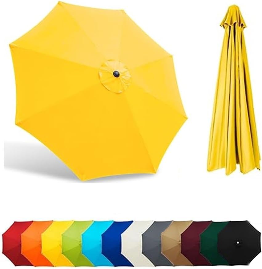 8.2ft/9ft/10ft Umbrella Replacement Canopy For Patio,Parasol Replacement Cloth For Garden,Waterproof Umbrella Replacement Cover(Khaki,2.7m/8.9ft-6ribs)