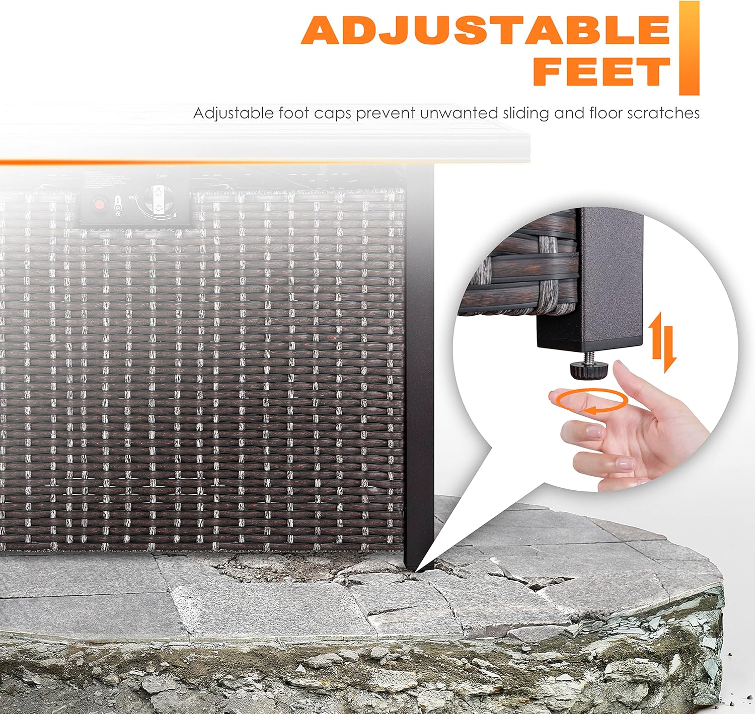 Nuu Garden 43 Inch Propane Fire Pit Table, CSA Certified 50,000 BTU Outdoor Patio Propane Fire Pit Table with 7 lbs Glass Stone & Removable Lid, Aluminum Tabletop, Water-Proof Oxford Cover, Brown