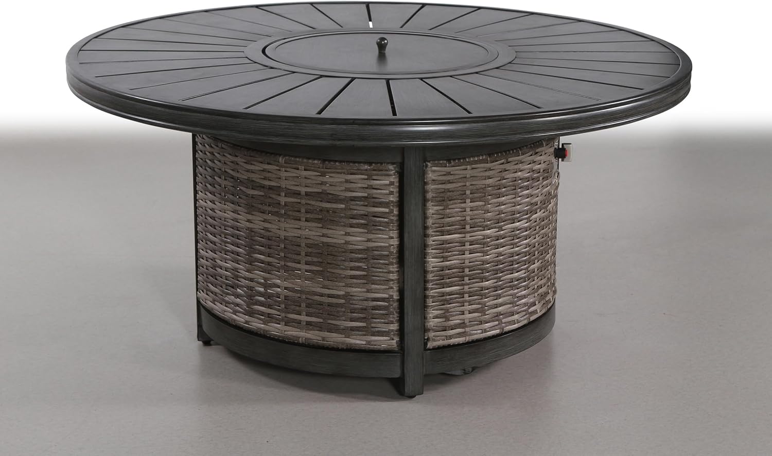 Penau 25 H x 52 W Propane Outdoor Fire Pit Table with Hand-Painted Wood Grain Aluminum Top - Mixed Gray Finish, 60,000 BTU Output, Rustproof, Push-Button Ignition