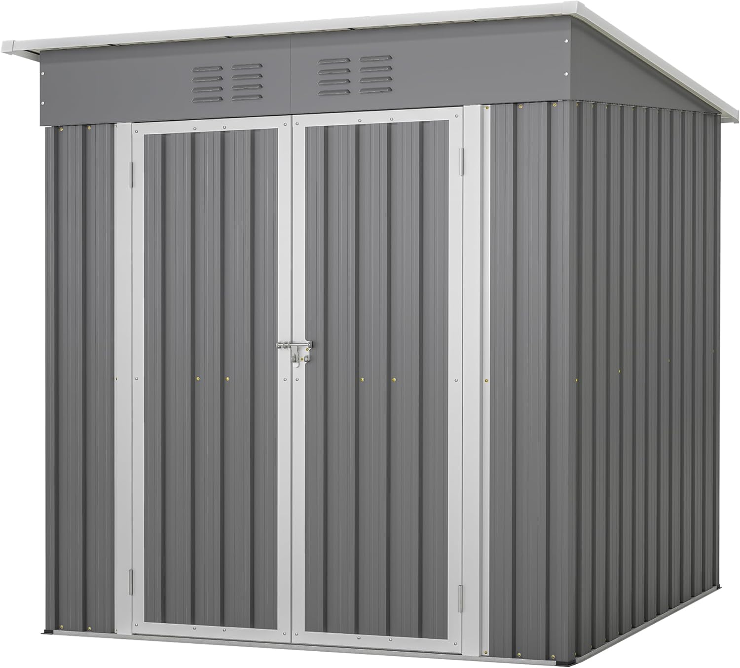 4x6ft Metal Shed Outdoor Storage Shed,Metal Steel Utility Tool Shed Storage House with Double Lockable Doors and Air Vent for Backyard Garden Patio Lawn Gray