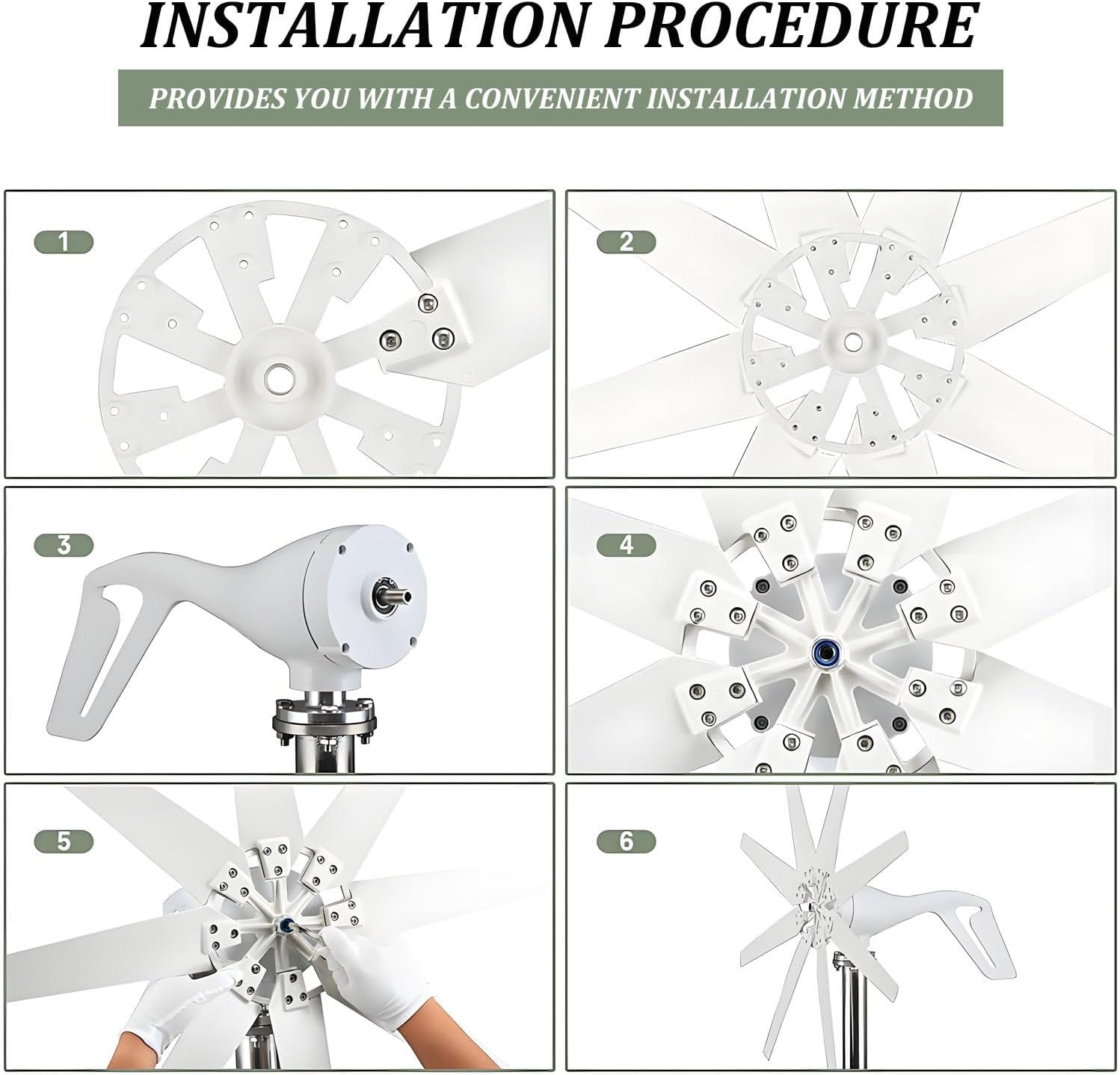 20000W Wind Turbine Generator Kit,8-Blade Windmill kit with Charge Controller,Auto Adjust Windward,2M/S Start Wind Speed,8-Blade Generator,for Home,Boat,RV,Off-Grid Power Supplement 24V-White