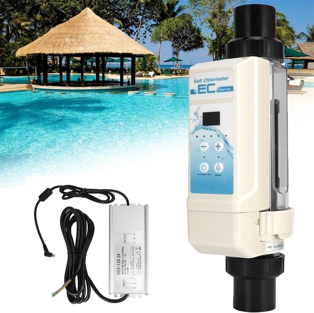 Salt Water Pool Chlorination System, Automatic Cleaning Salt Chlorinator Water Pool, Electrolytic Salt Chlorine Generator System for Swimming Pool, Spa Pool,12g/h (Size : 20g/h)