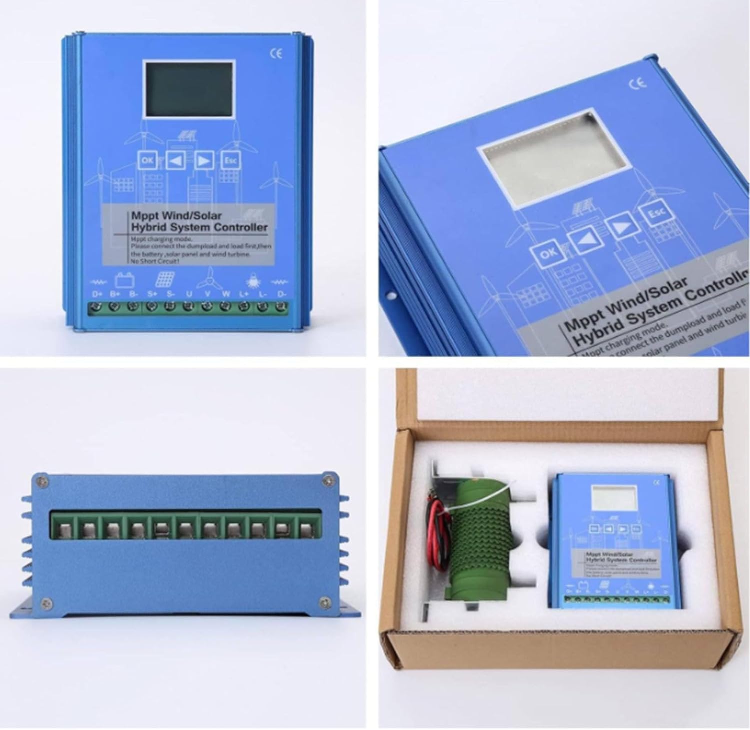 24v,HYZHANHONG 12V 24V 48V Wind-Solar Hybrid Controller 4000W MPPT Boost Charging Multi-Function Wind Energy Solar Controller with LCD Display Wind Turbine Solar Panel Universal