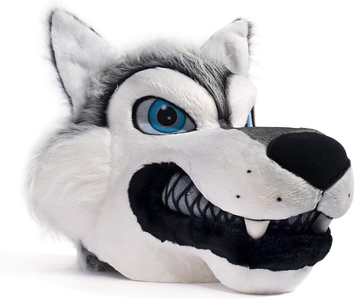 TCDesignerProducts Gray Wolf Mascot Costume - Quick Ship, School Spirit Sports Fan Gear, Football Cheerleader Accessories, Homecoming