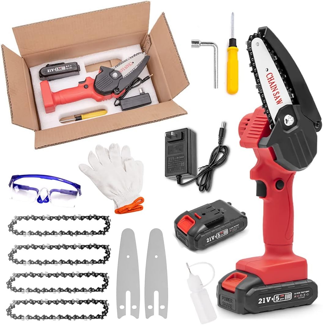 Mini Chain Saw,Handheld Chainsaw, Cordless Battery Power,Mini Chainsaw with Battery and led Lights,4 Inch Cordless Chainsaw with Charger, Suitable for Gardening, Wood, Outdoor Camping