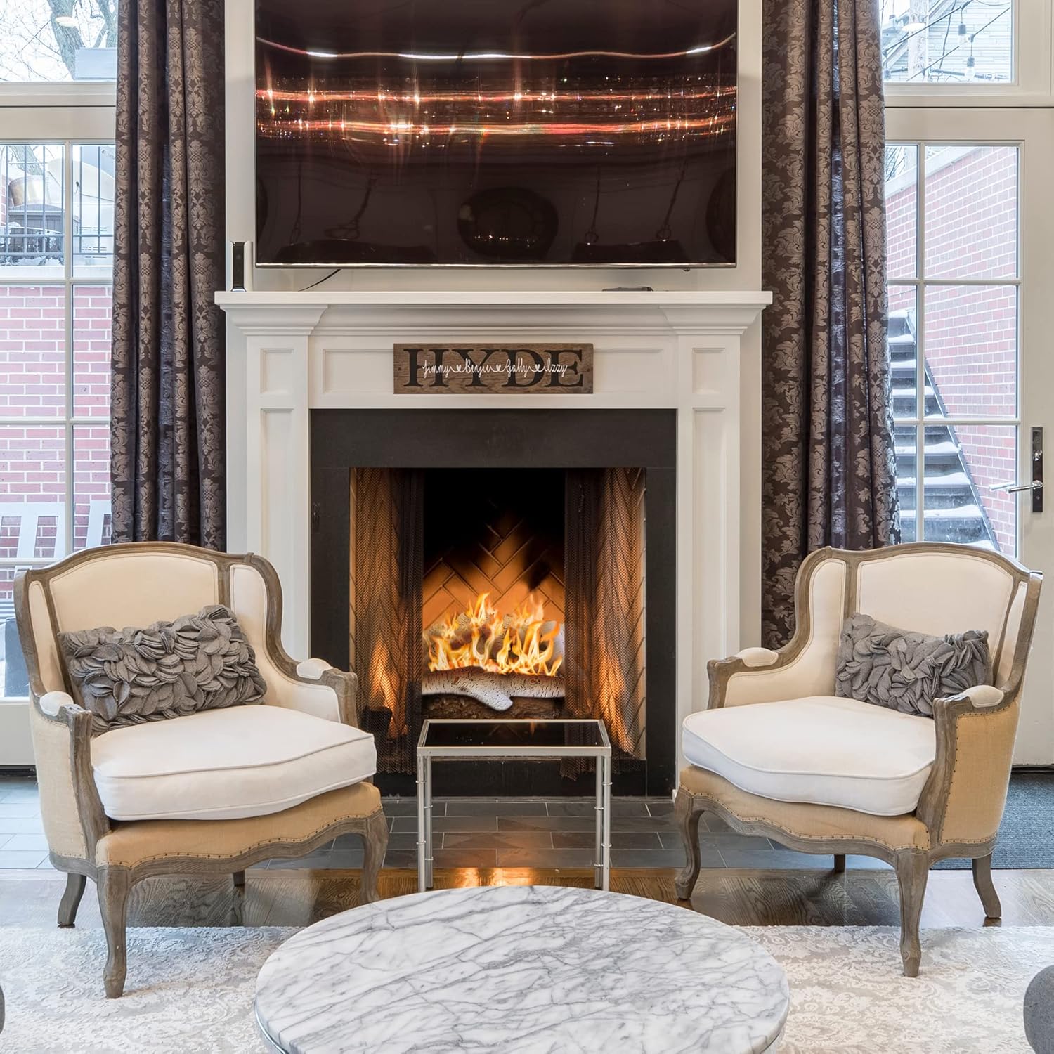 MAISON ARTS 6 Piece Ceramic Wood Gas Fireplace Logs White Birch Decorative Logs for All Types of Indoor & Outdoor Firepits