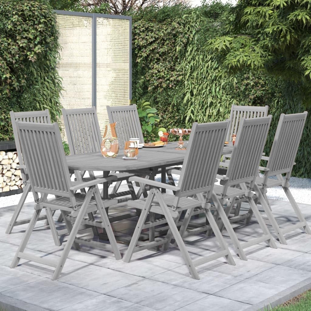 Furniture Sets 9 Piece Patio Dining Set Solid Wood Acacia,Premium Acacia Wood Outdoor Dining Set for AllWeather Entertainment Garden Conversation Sets