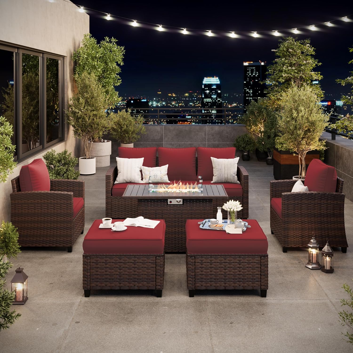 6 Pieces Patio Furniture Set with 44