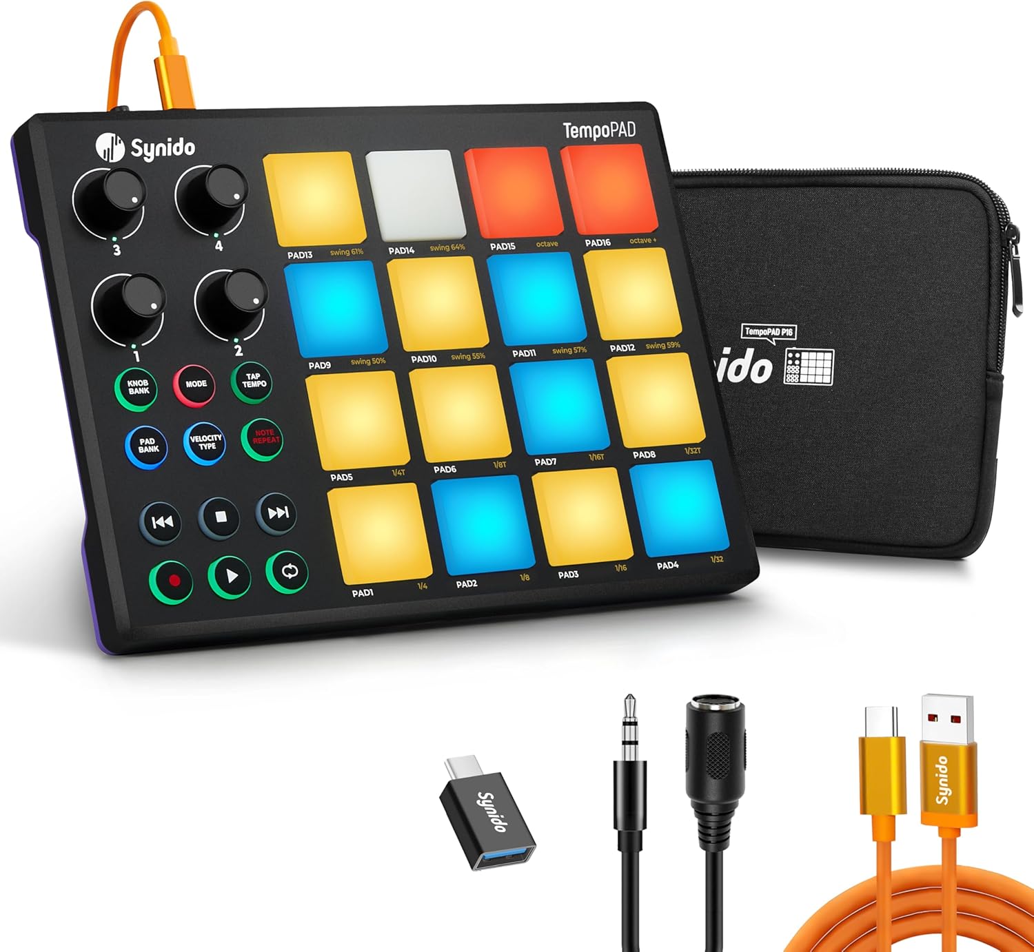 MIDI Pad Beat Maker Machine with 16 RGB Beat Pads and 64 Pads