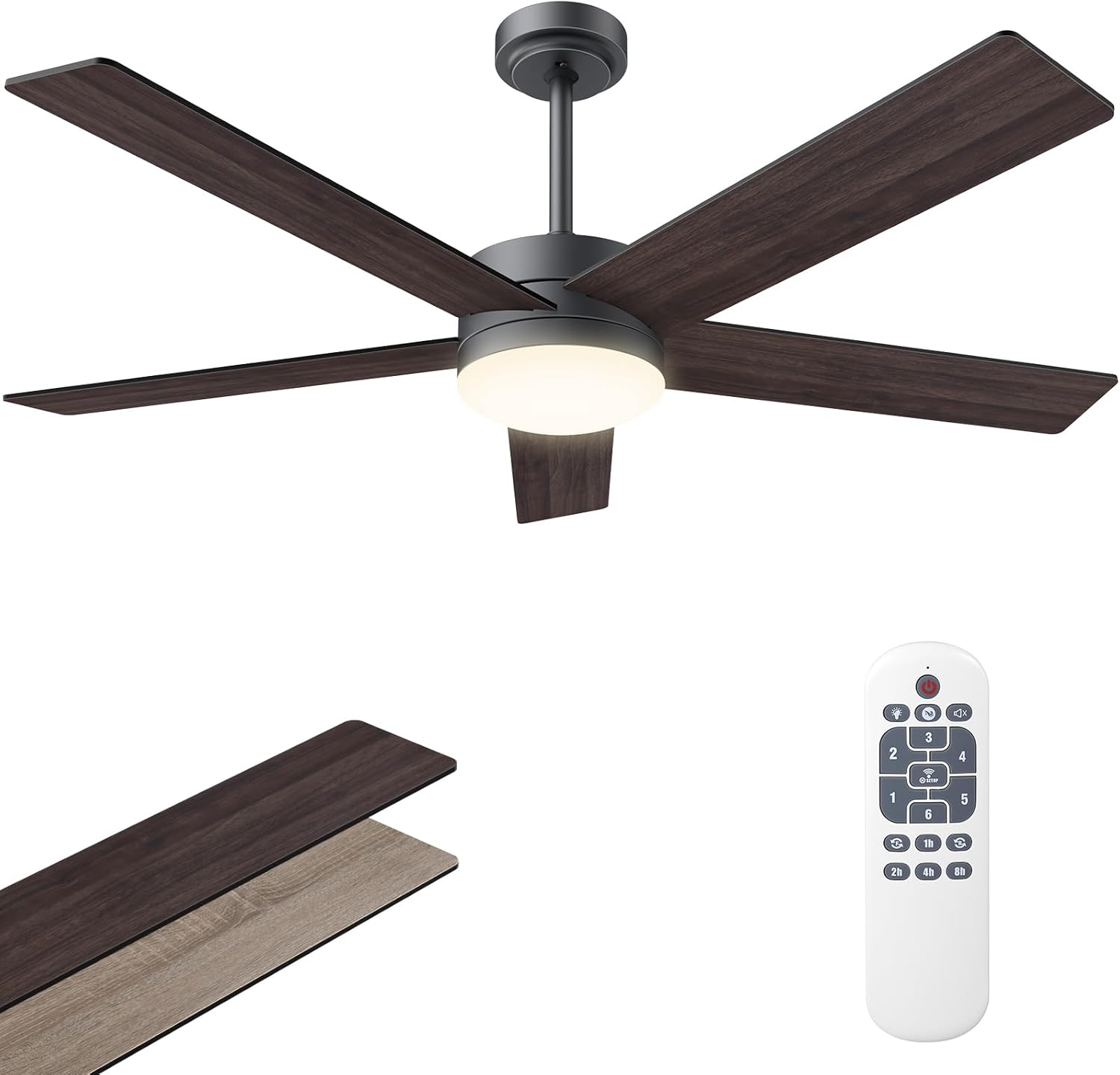 Ceiling Fans with Lights 52 Inch Outdoor, Ceiling Fan with Remote Control & Light, 52