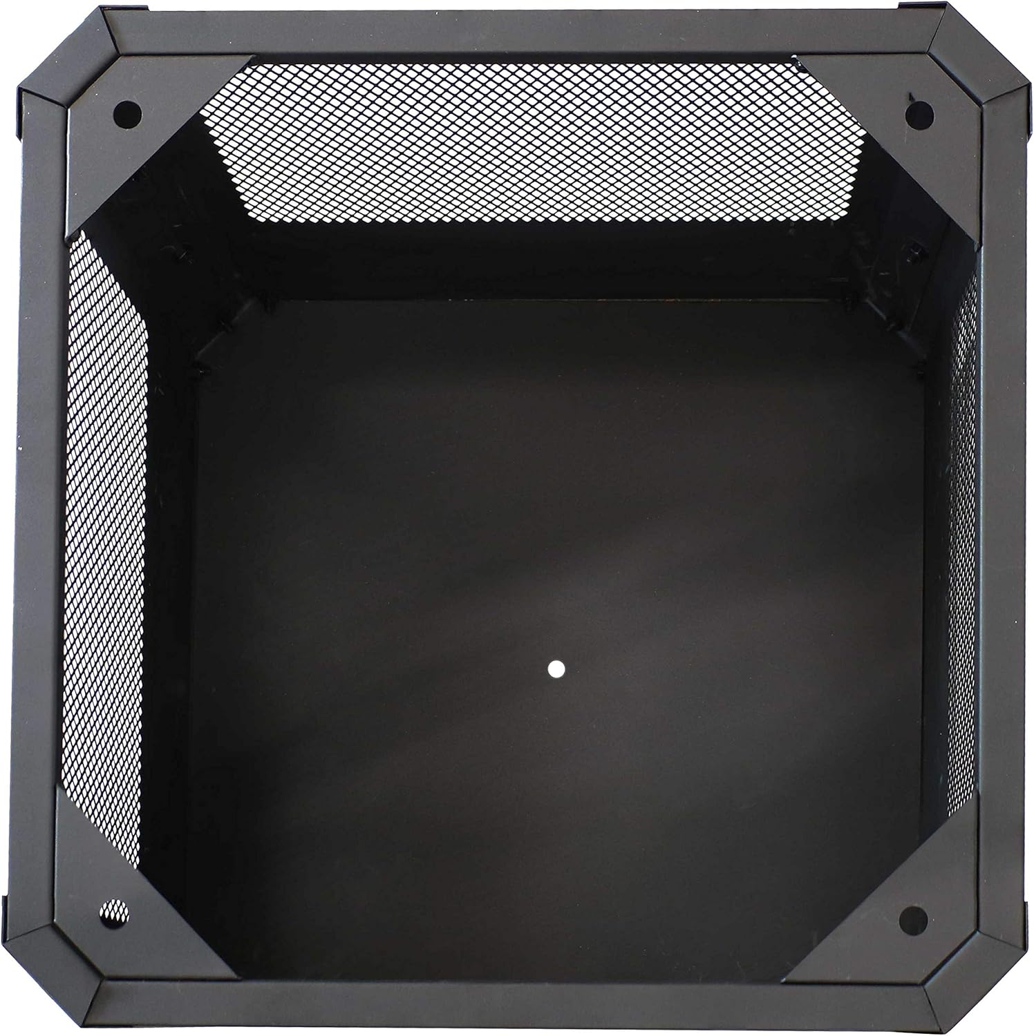 Sunnydaze Grelha 16-Inch Steel Outdoor Fire Pit with Grill - Square Wood-Burning Fire Pit for Outside - Black Finish