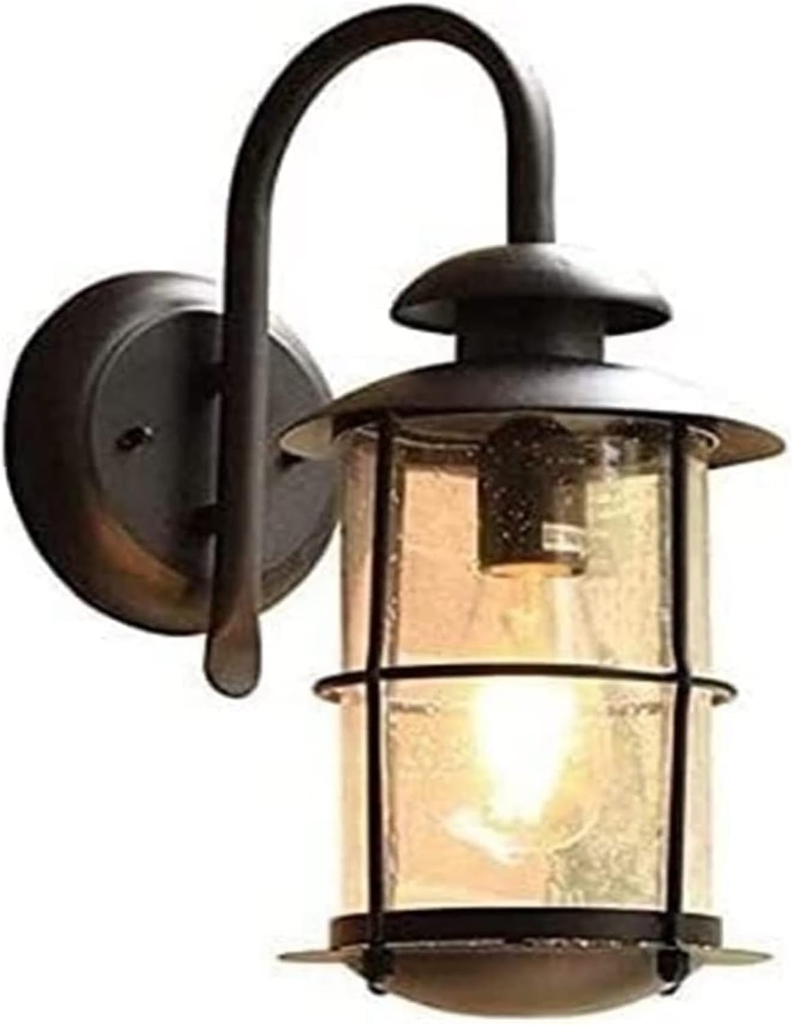Wall Lamp Wall Light Style Waterproof E27 Antique Outdoor Rainproof Antirust Wrought Iron Glass Wall Sconce Patio Villa Balcony Garden Lighting Fixtures (Color : Dolphin Waves)