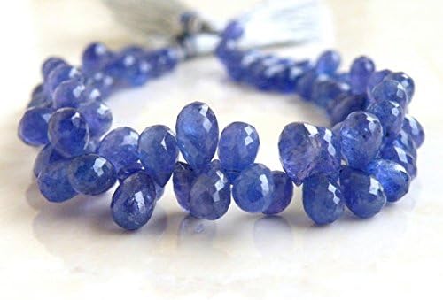 Outstanding Tanzanite Gemstone Faceted 3d Teardrop Briolette 7.5 to 8mm 10 beads