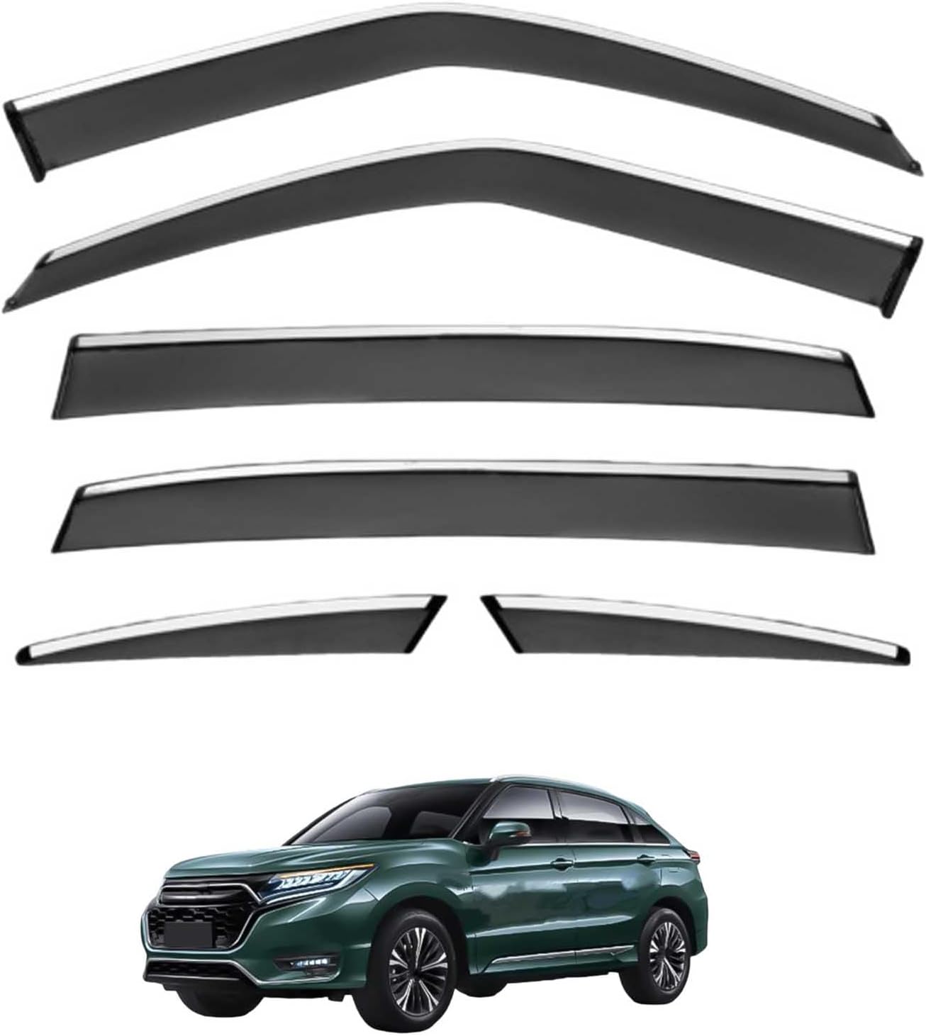 Window Deflectors for UR-V MK1-TG1-TGb 2016-2021+, Sun Rain Guard Window Visors Vent Shades with Bright Stripes Car Accessories,6PCS