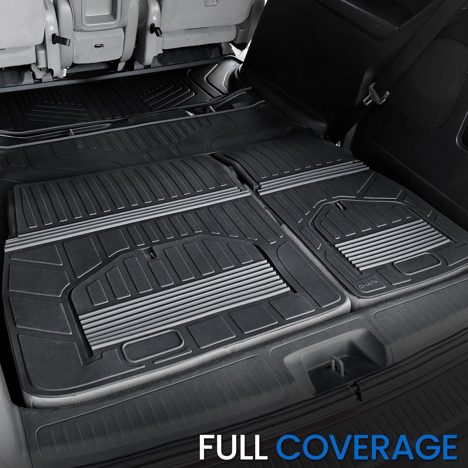 Floor Mats Set for 2018-2026 Honda Odyssey, All Weather TPE Backrest Mat Trunk Mat Cargo Liner for Stowed Flat 3rd-Row Seating and Well Area Accessories(Full Mats Set for Full Coverage)