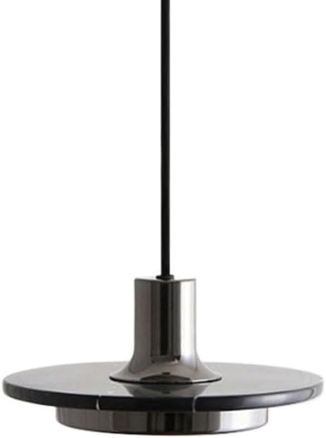 Hanging Lamp , Nordic Creative Style Pendant Light,Led Light Source Hanging Light,Marble Material Black and White Disc Shape Chandelier,Lighting Fixtures for Bedroom, Study and Kitchen Island ( Color