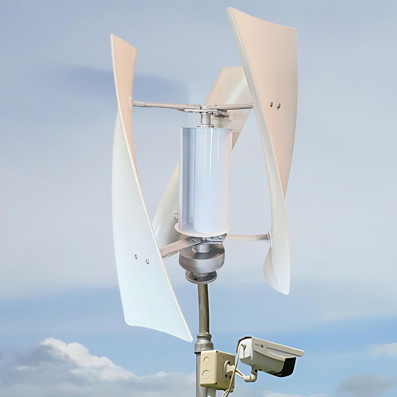 Permanent Magnet Generator Wind Turbine Kit, Vertical 3-Blade 300W Low Speed Charging System for Surveillance and Street Lights 200W