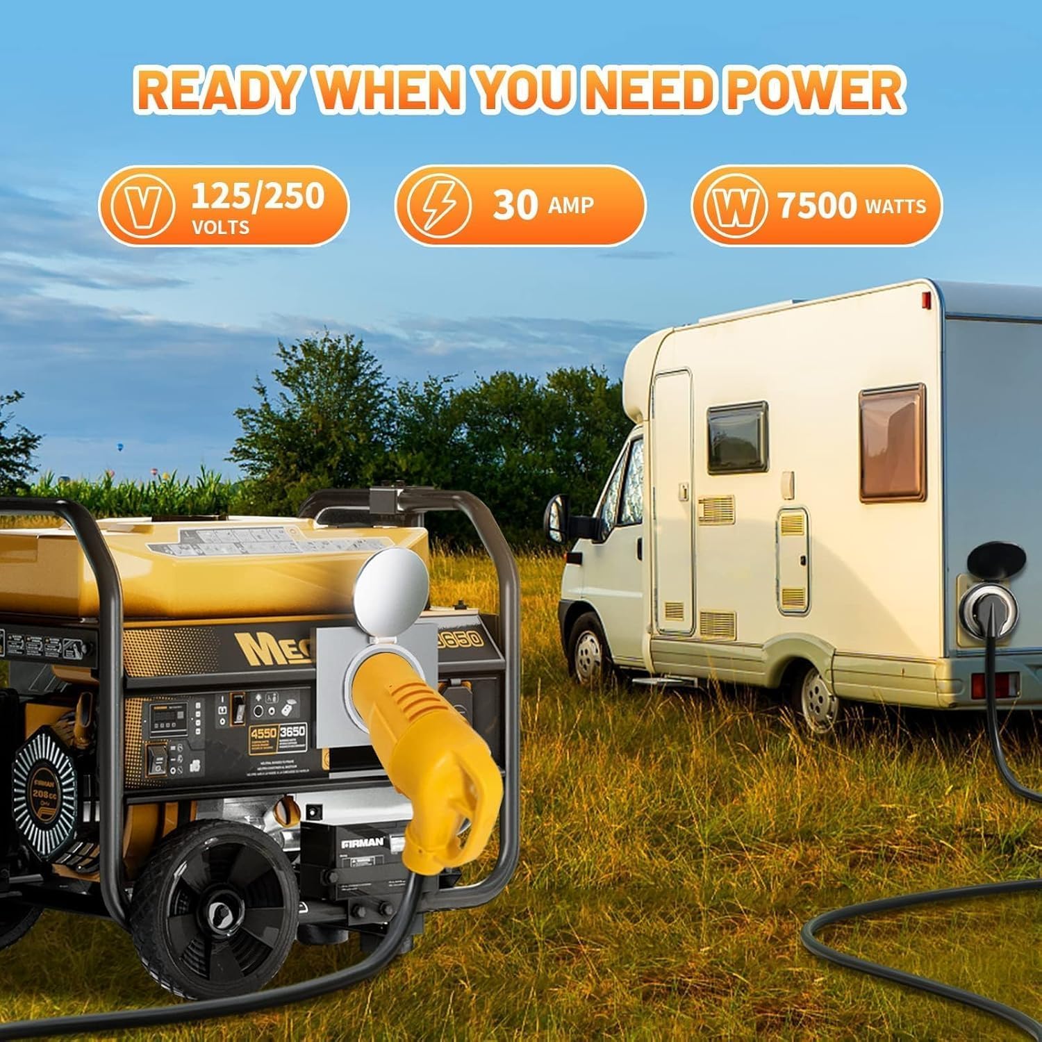 MECMO NEMA L14-30P to 50A 30A RV 14-50R TT-30R & Four 5-20R/ 5-15R & L14-30R Generator Adapter Extension Cord, 4 Prong Twist Locking Generator 30 amp to 15 Amp/20 Amp 30 Amp Generator