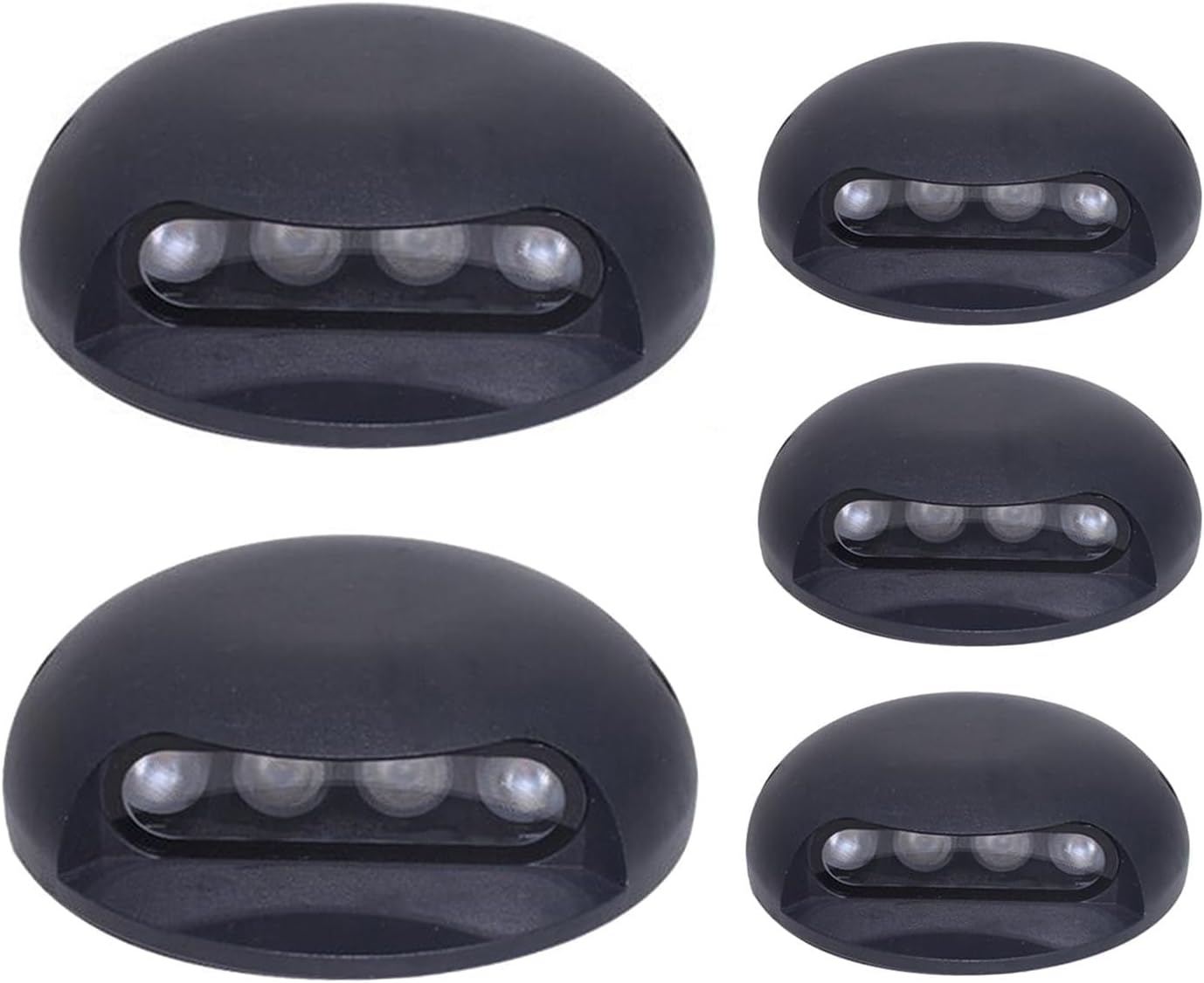 5 Pack Landscape Lights - Outdoor Buried Lights - LED Outdoor Step Lights, 1 Side Illuminated Well Light, IP65 Waterproof Surface Mount Low Voltage Step Garden Fence Well Deck Land